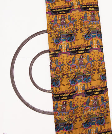 Mango Yellow Colour Quirky Digital Printed Pure Muslin Fabric
